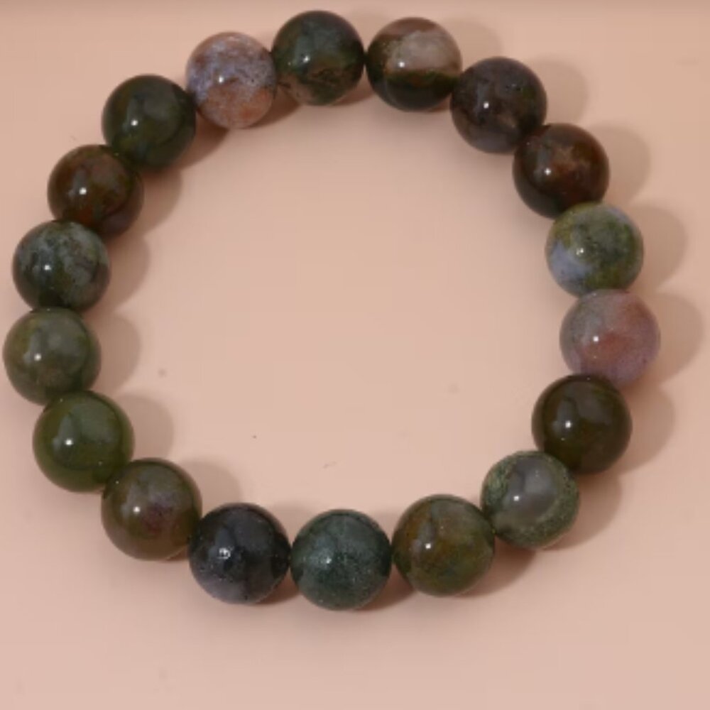 Indian Agate Beaded 149.95 ctw Stretch Bracelet